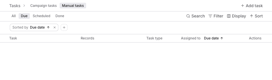 Manual tasks columns
